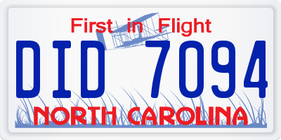 NC license plate DID7094