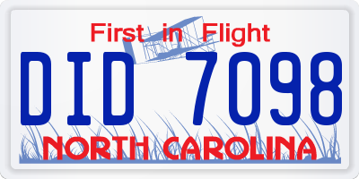 NC license plate DID7098