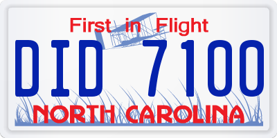 NC license plate DID7100