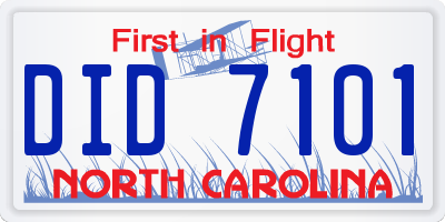NC license plate DID7101