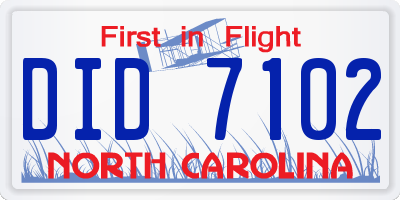 NC license plate DID7102