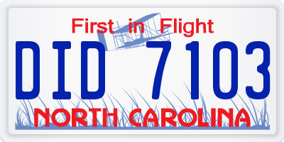 NC license plate DID7103