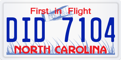 NC license plate DID7104