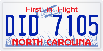 NC license plate DID7105