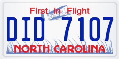 NC license plate DID7107