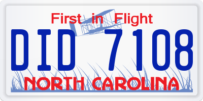 NC license plate DID7108