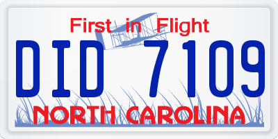 NC license plate DID7109