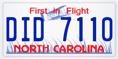 NC license plate DID7110