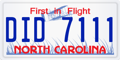 NC license plate DID7111