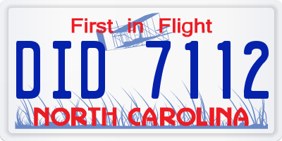 NC license plate DID7112