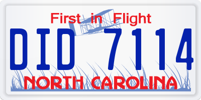 NC license plate DID7114