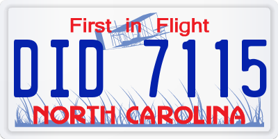 NC license plate DID7115