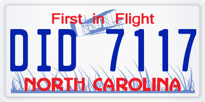 NC license plate DID7117
