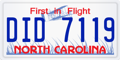 NC license plate DID7119