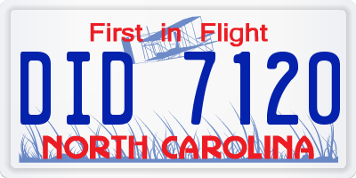NC license plate DID7120