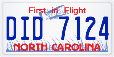 NC license plate DID7124