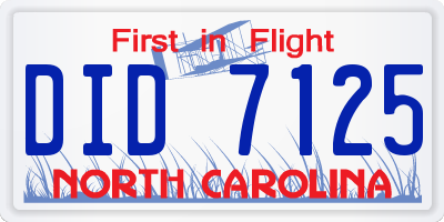 NC license plate DID7125