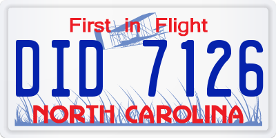 NC license plate DID7126