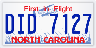NC license plate DID7127