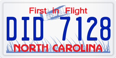 NC license plate DID7128