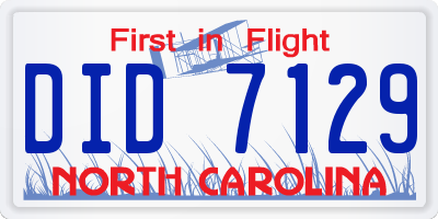 NC license plate DID7129
