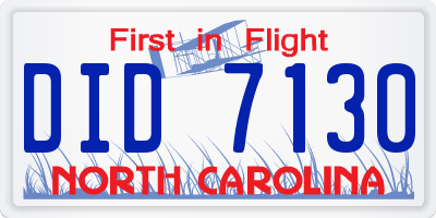 NC license plate DID7130