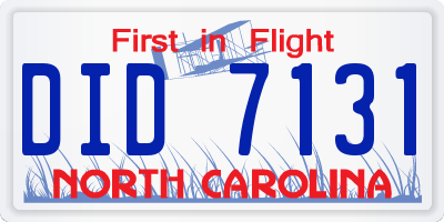 NC license plate DID7131