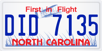 NC license plate DID7135