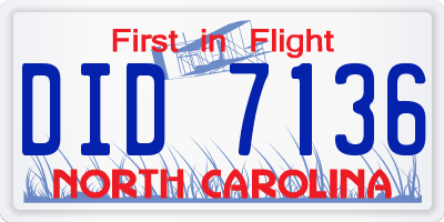 NC license plate DID7136