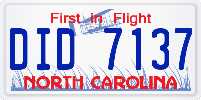 NC license plate DID7137