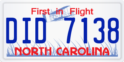 NC license plate DID7138