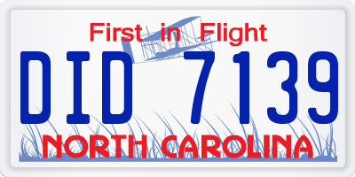 NC license plate DID7139
