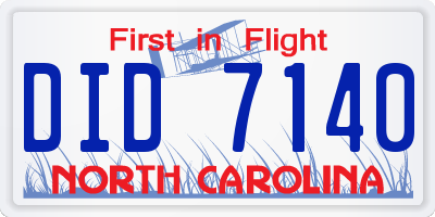 NC license plate DID7140