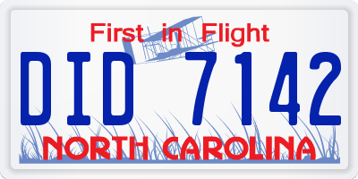 NC license plate DID7142