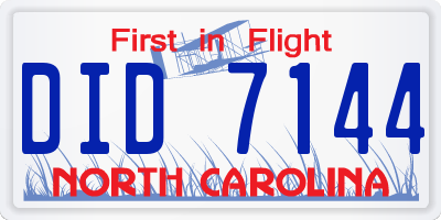 NC license plate DID7144