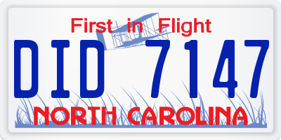 NC license plate DID7147