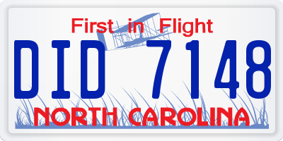 NC license plate DID7148