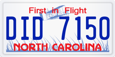 NC license plate DID7150