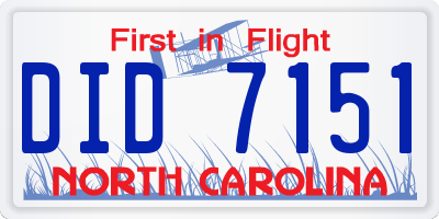 NC license plate DID7151