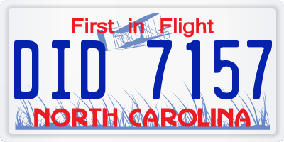 NC license plate DID7157