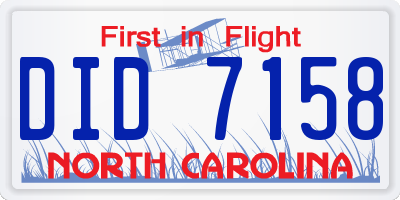 NC license plate DID7158