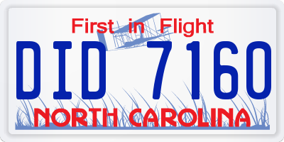NC license plate DID7160