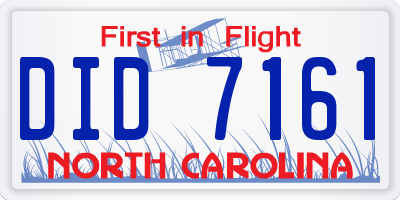 NC license plate DID7161