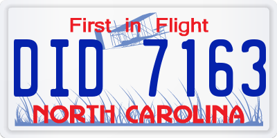 NC license plate DID7163