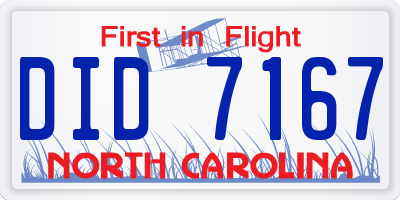 NC license plate DID7167