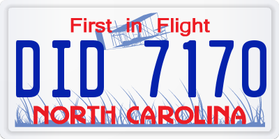 NC license plate DID7170