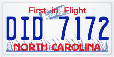 NC license plate DID7172