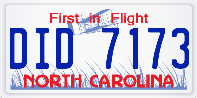 NC license plate DID7173