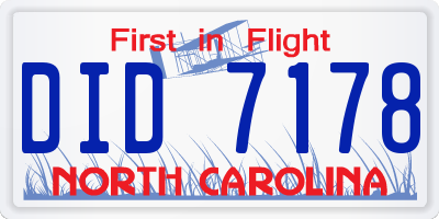 NC license plate DID7178