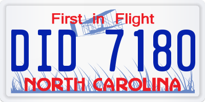 NC license plate DID7180